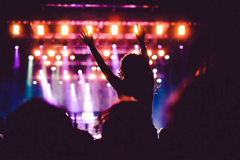 在音乐节上欣赏音乐会的人们