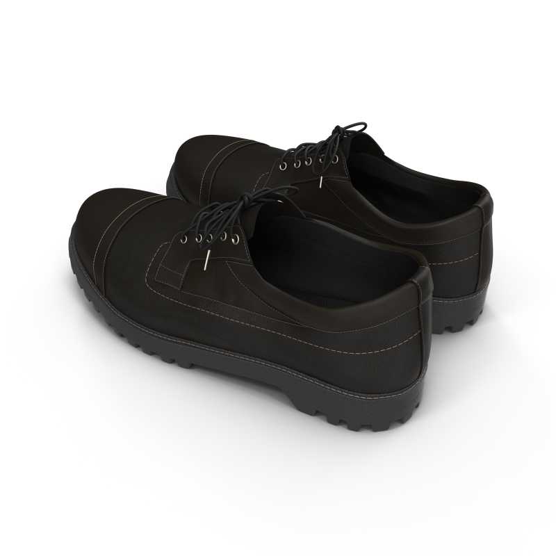 白色背景上的黑色绑带男士皮鞋