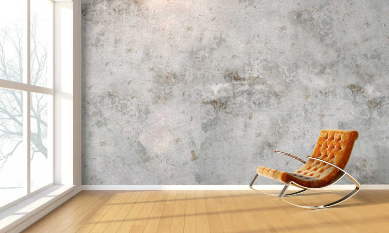 宽敞的房间窗前的摇椅