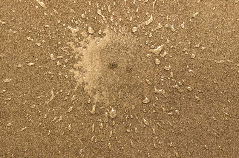 地上的透明水滴