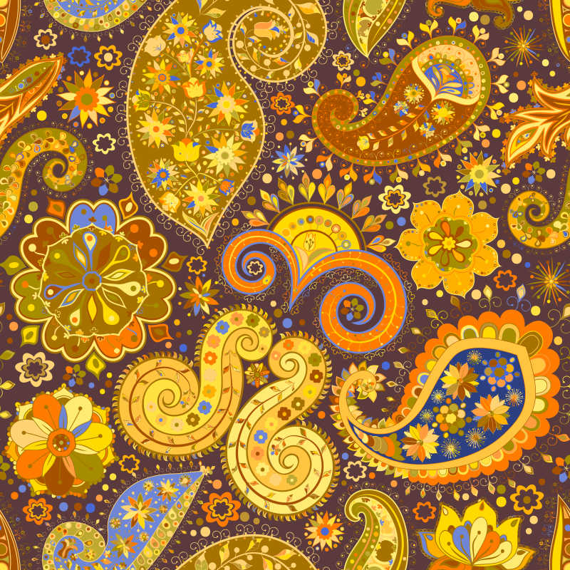 黄色调的风花边图案无缝背景