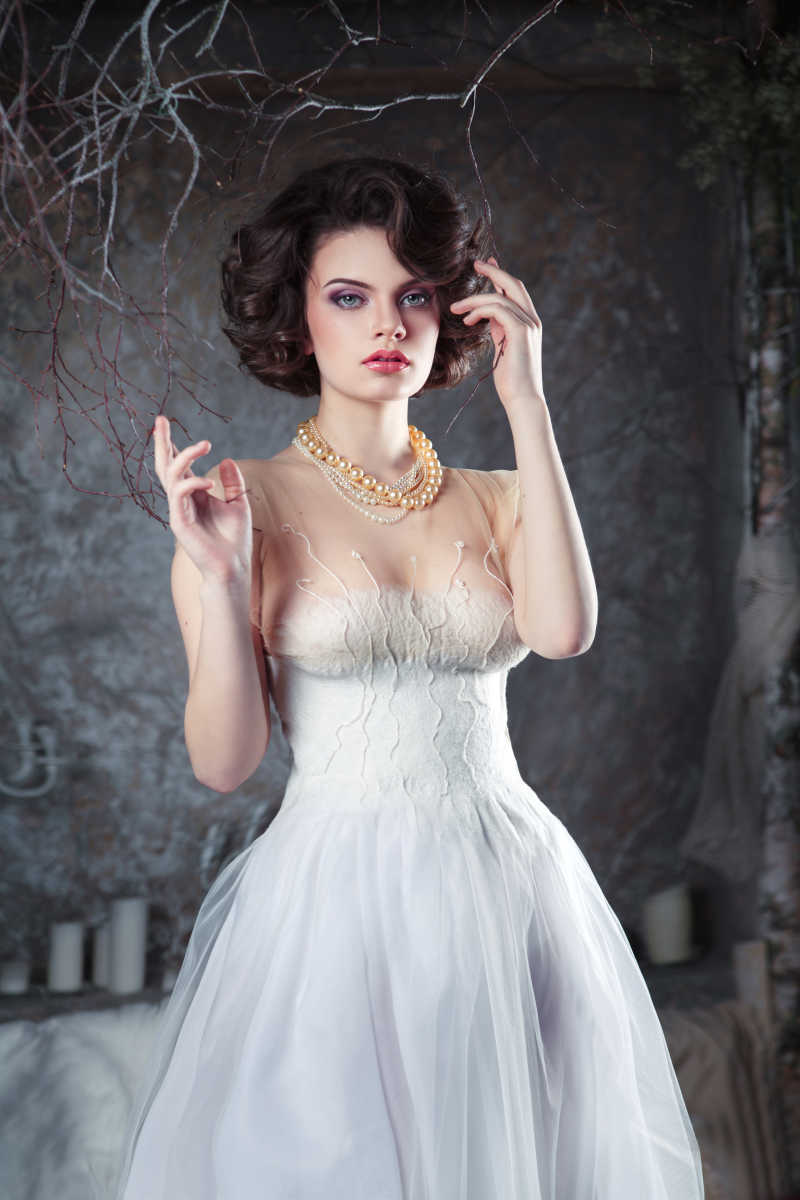 性感美丽的新娘肖像