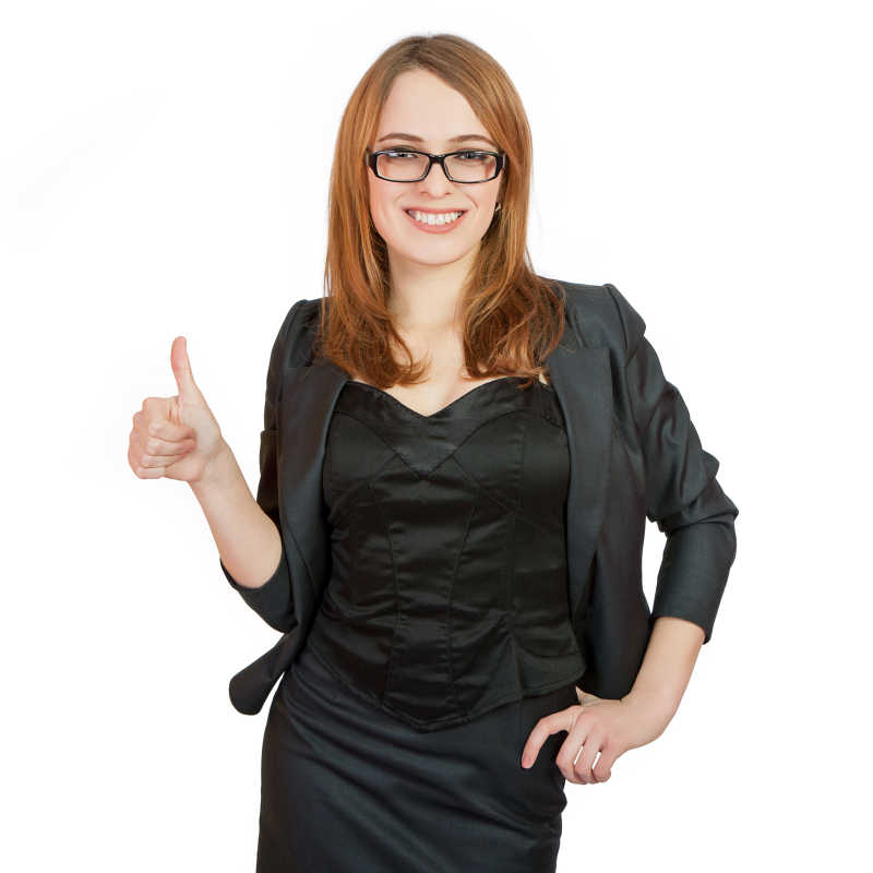 竖着大拇指的美丽秘书