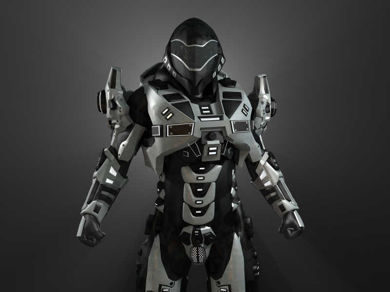 黑色背景上的超级战士机器人