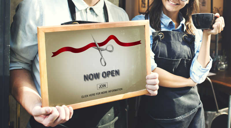 新的商务丝带切割庆典活动概念