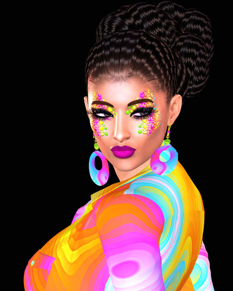 黑色背景下化着时尚艺术彩妆的性感美女