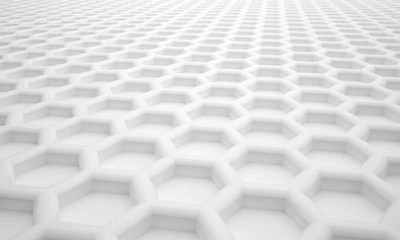 白色背景下立体凹陷的六边形立体蜂窝设计背景