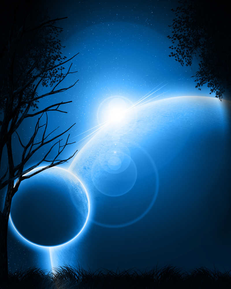 蓝色的夜景天空