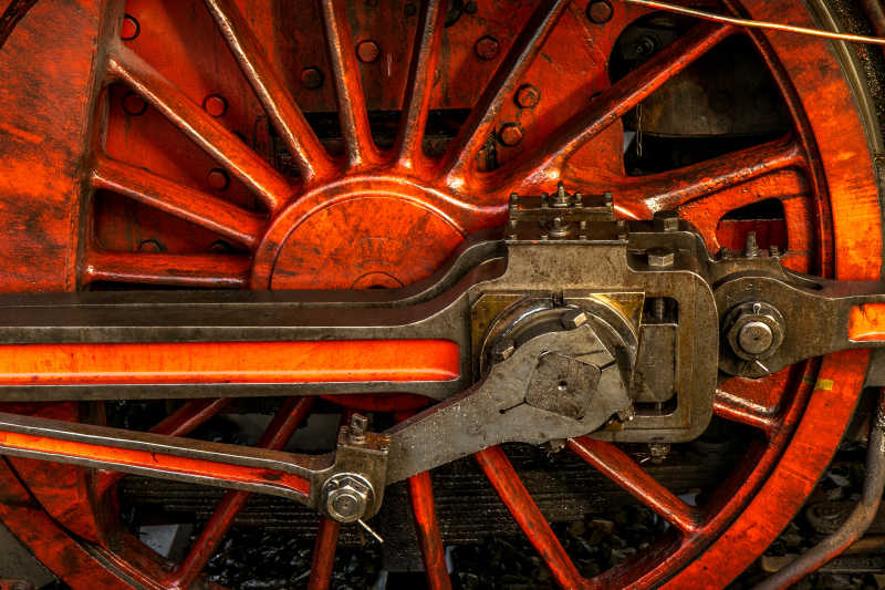整齐火车老旧的车轮