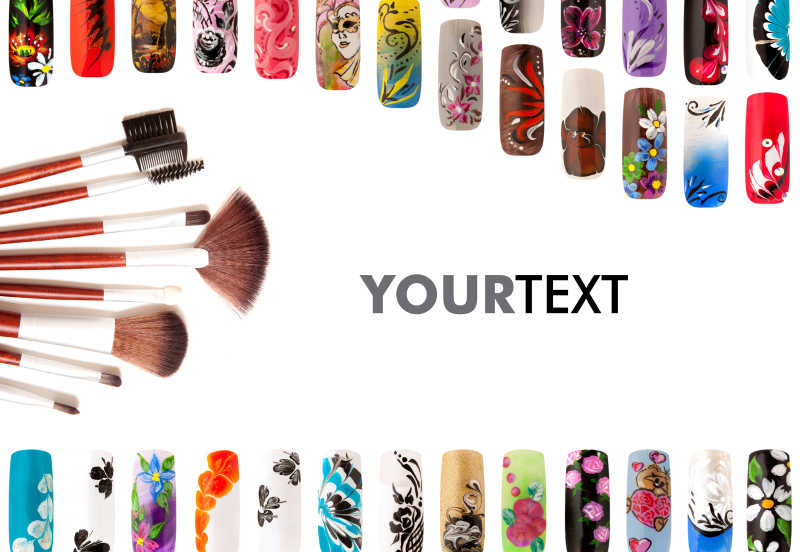 美丽的手工美甲甲片和工具