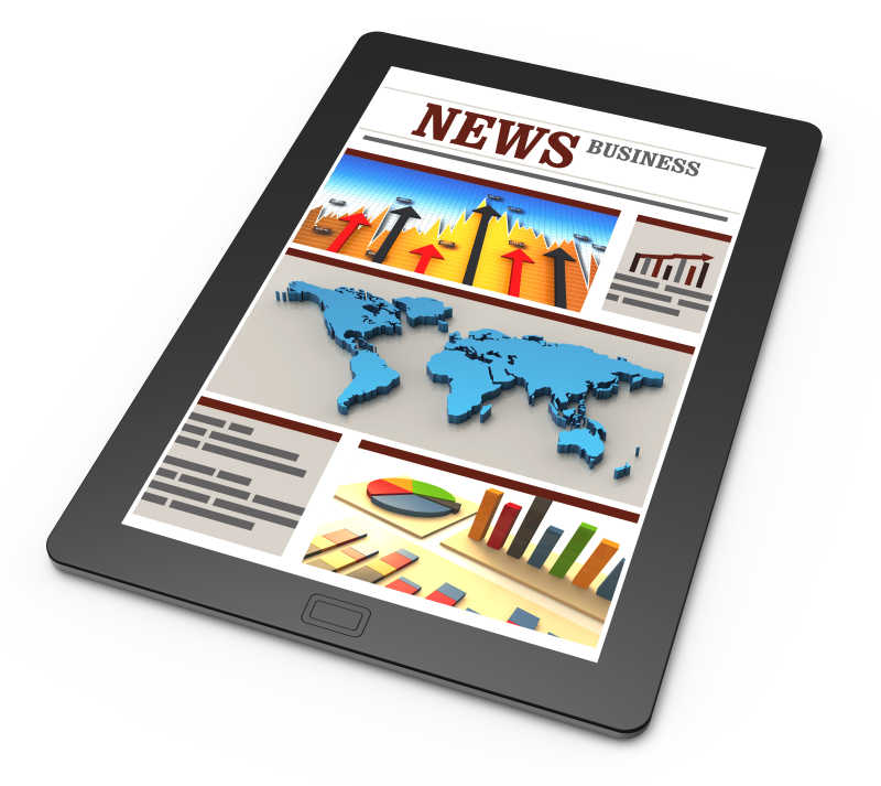 阅读新闻的智能手机