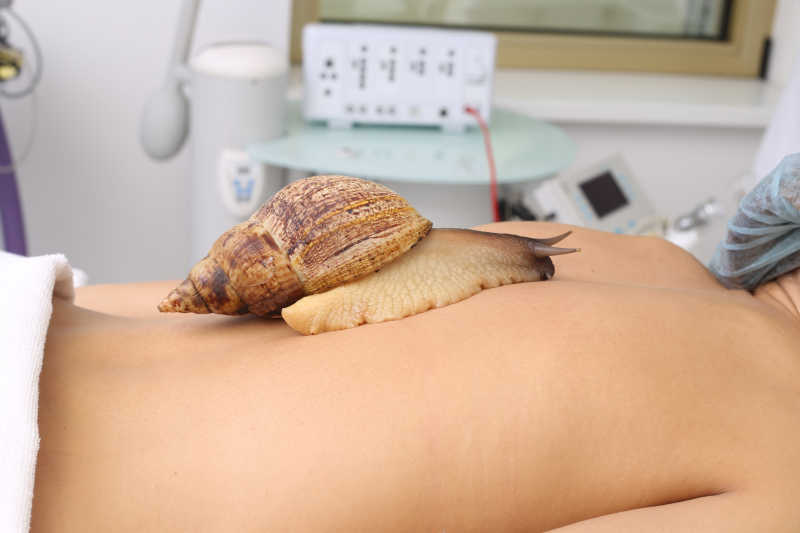 趴着做蜗牛清洁美容的美女