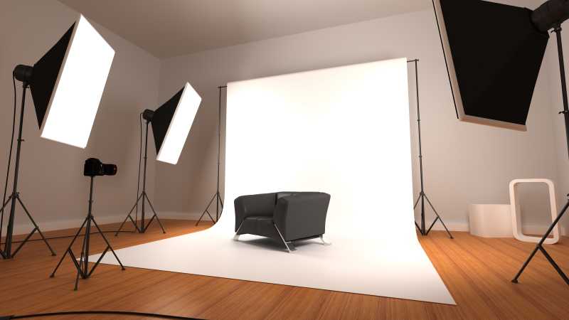 工作室中的黑色沙发