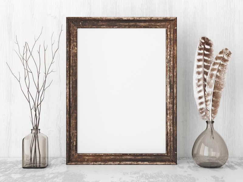 空白的木质相框