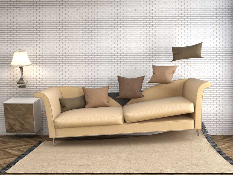 简约客厅里失重的沙发