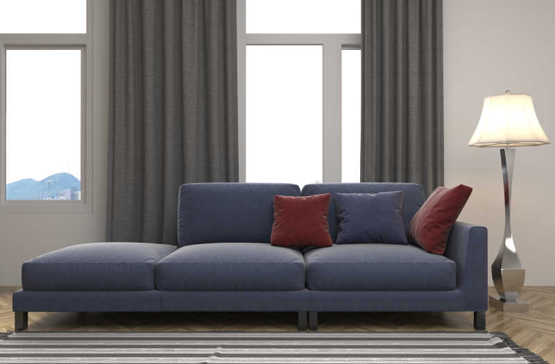 款式新颖的蓝色多人舒适沙发