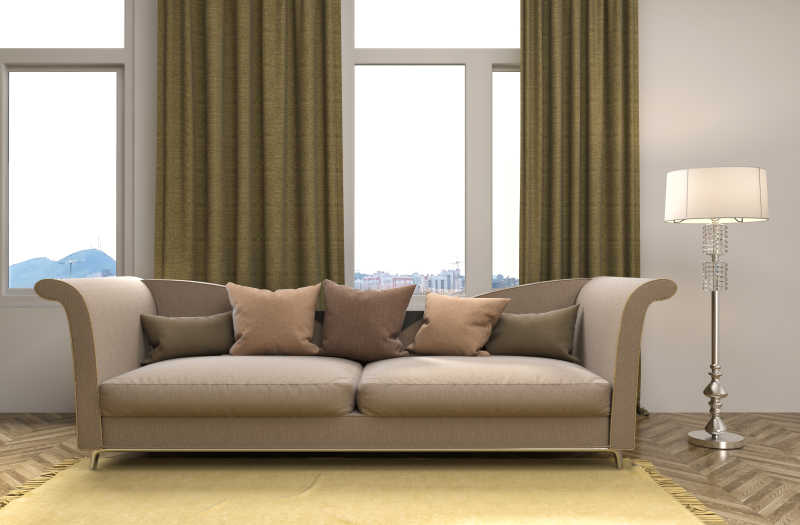 时尚客厅里的典雅大气的棕色沙发