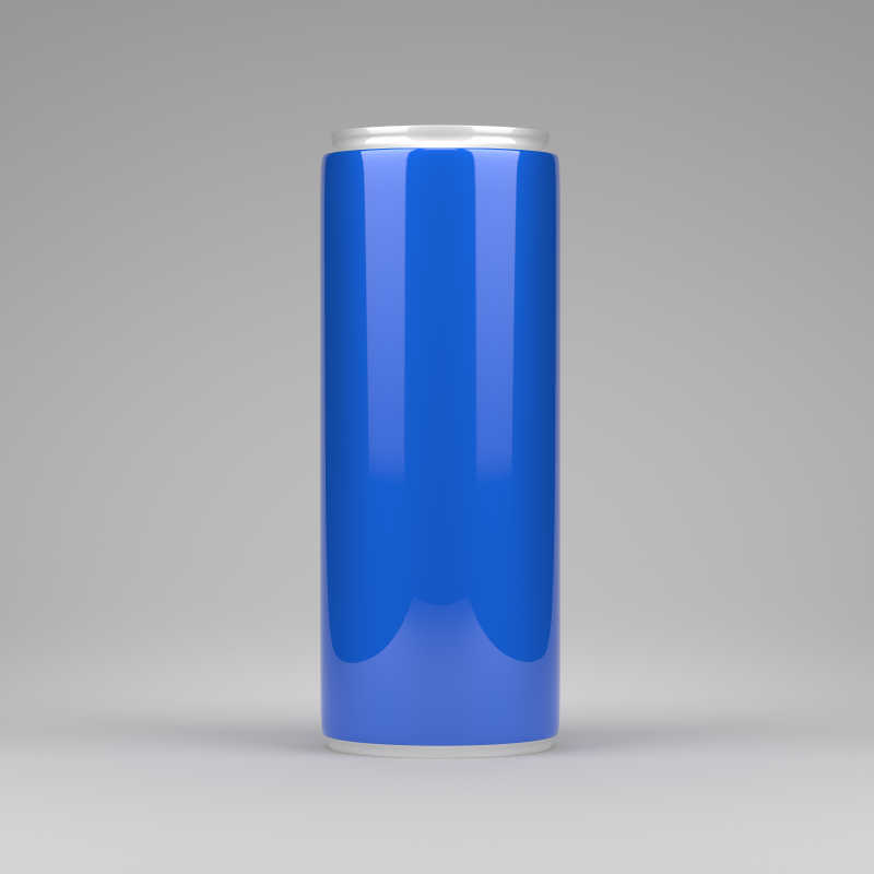 蓝色的铝制饮料罐