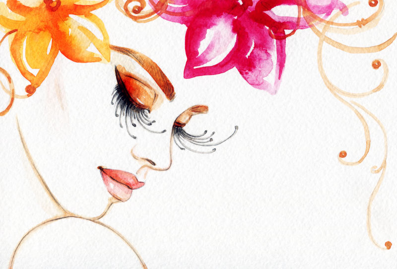 水彩画成熟女人