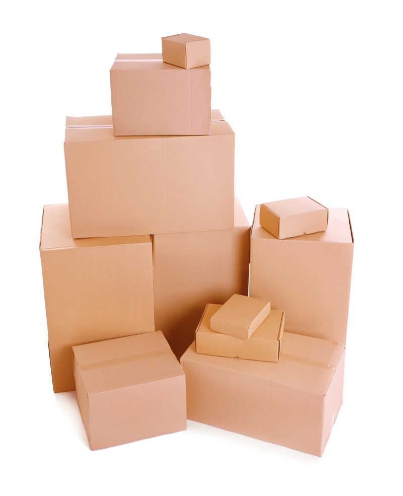 白色背景下的纸箱模板