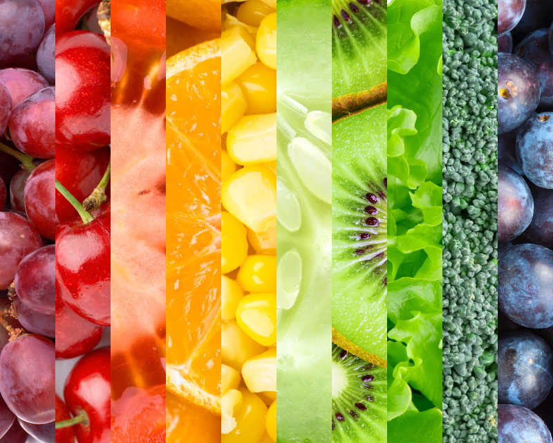 各种新鲜的水果与蔬菜