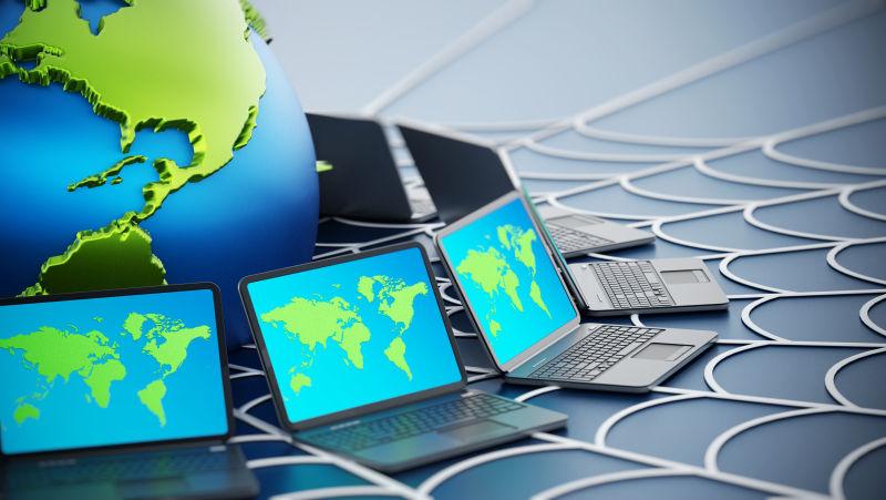 具有蜘蛛网的全球计算机网络