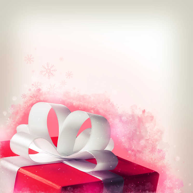 水彩背景下的漂亮红色礼品盒