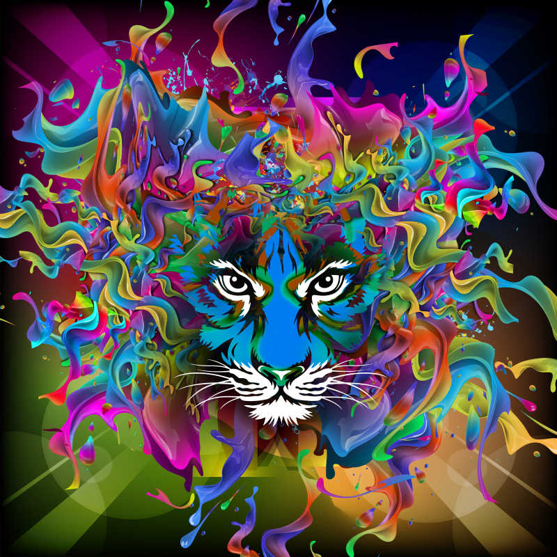 明亮的抽象老虎彩绘
