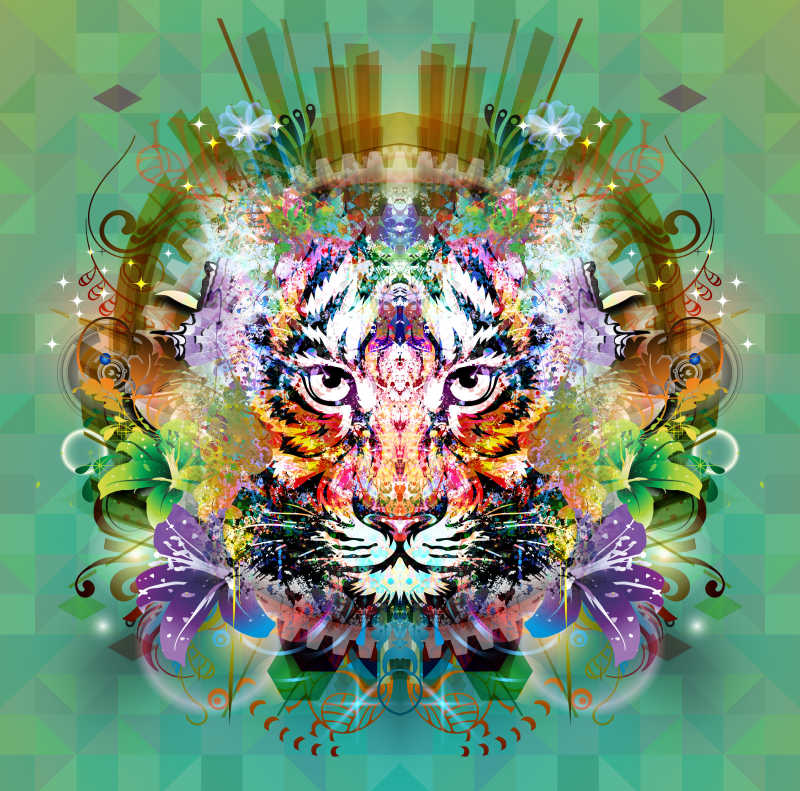 抽象背景中的老虎