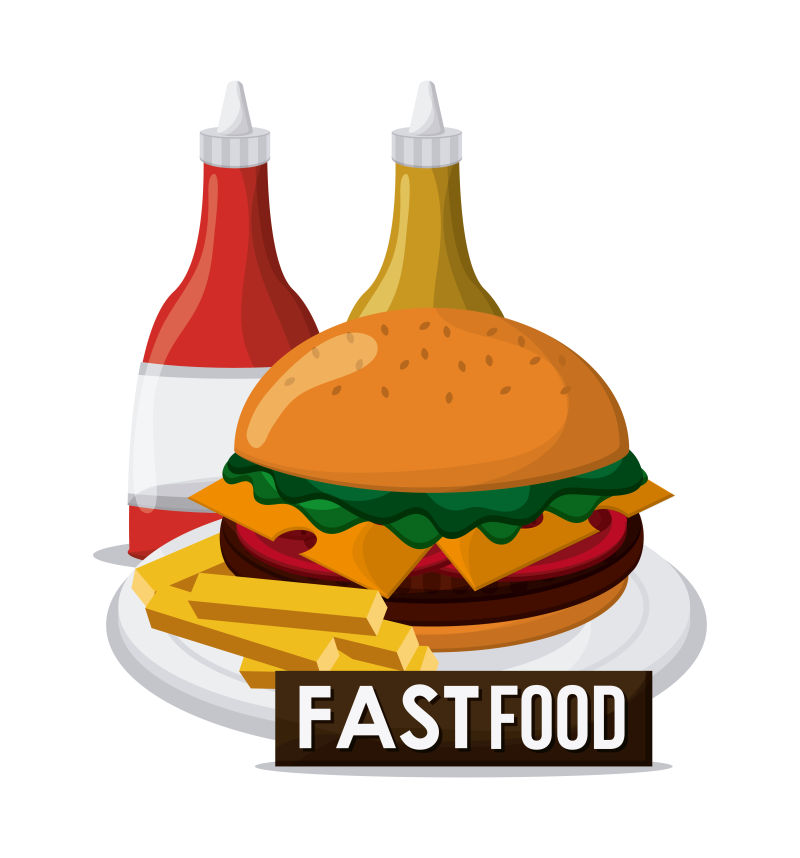 创意矢量白色背景上的汉堡套餐