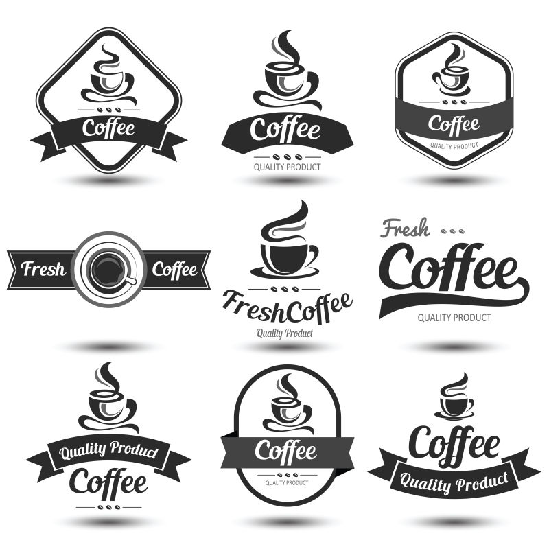 矢量咖啡主题标签设计