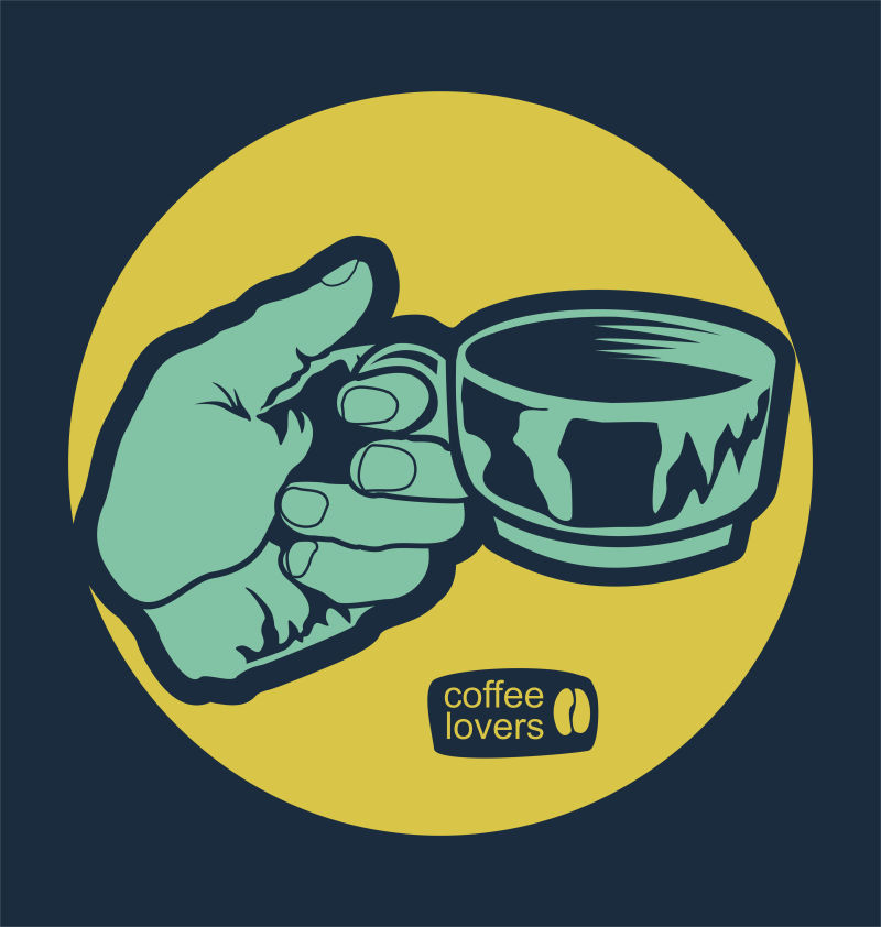 端着咖啡的手矢量插画