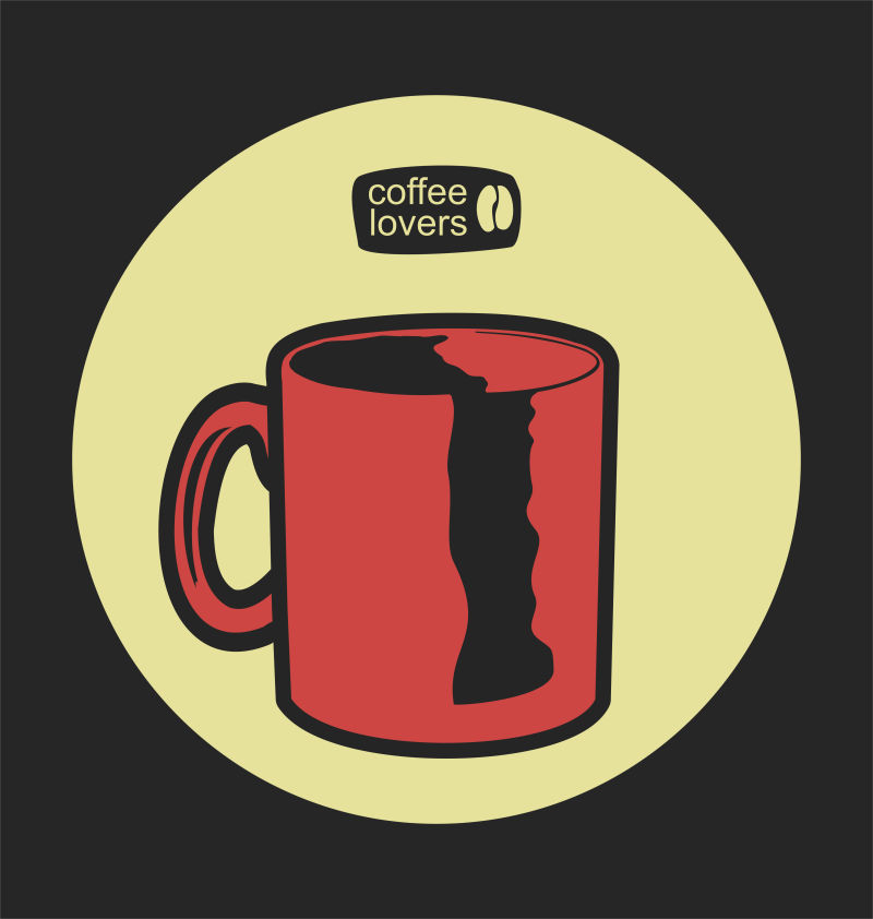 红色的咖啡杯矢量插画