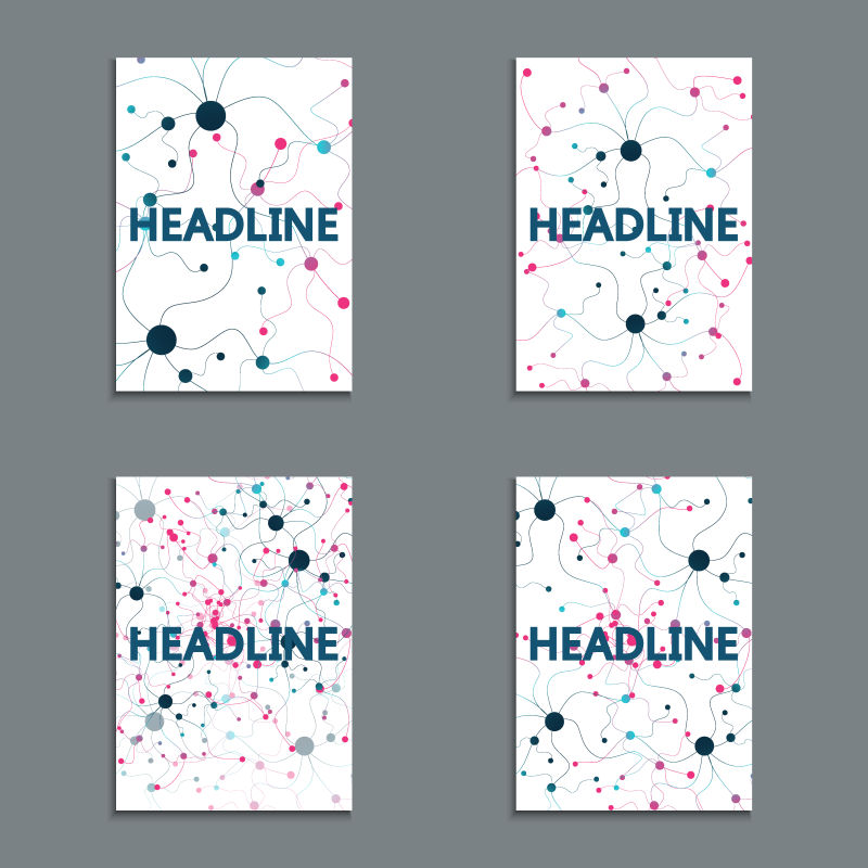 矢量现代线条圆点相交的宣传海报模板