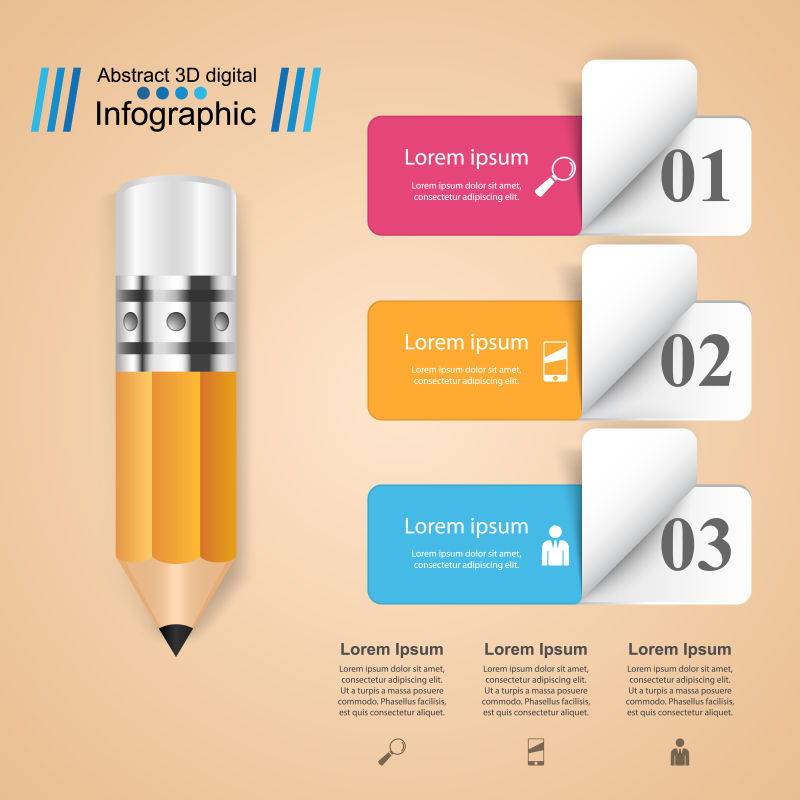 折纸风格矢量3D信息图形设计模板