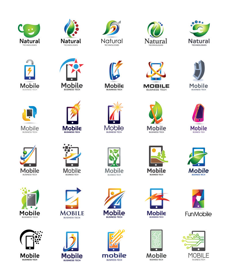 矢量彩色手机图案标识设计