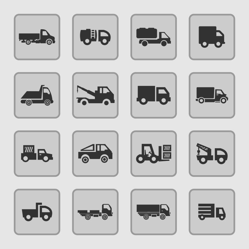 矢量拖车卡车图标设计