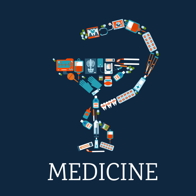 矢量各种医疗物品构成的医学符号