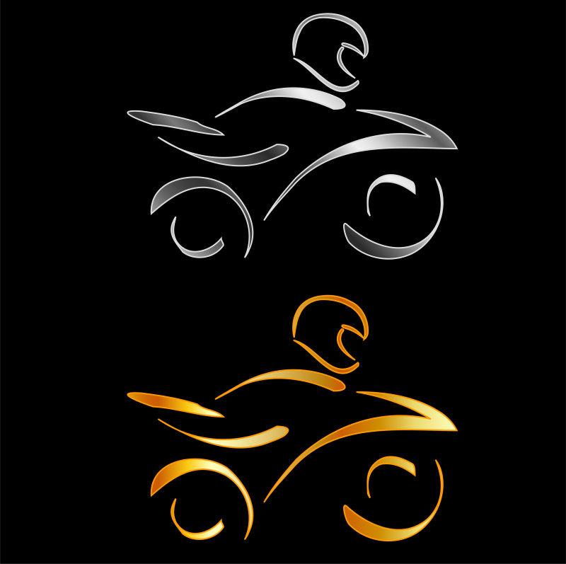 矢量骑摩托车抽象图标水