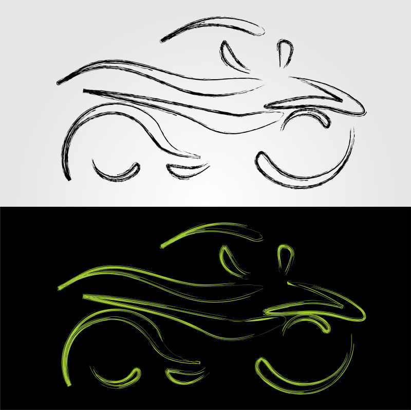 矢量摩托车图标插画