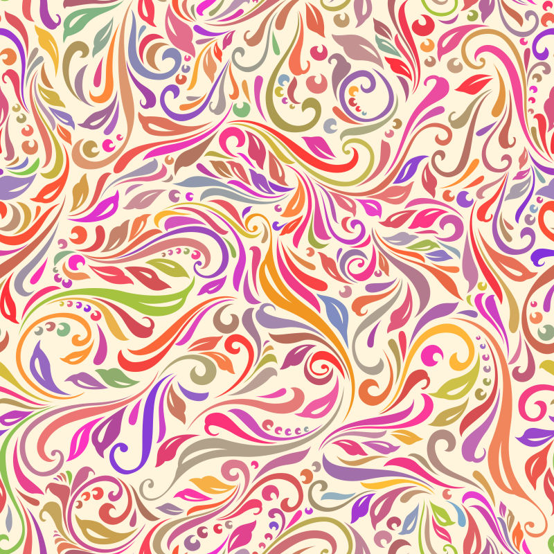 彩虹色花卉图案矢量背景