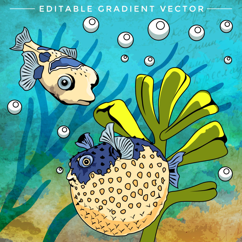 造型奇特的矢量热带鱼插画