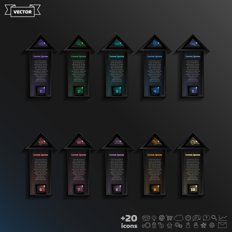 矢量房子图形信息图表展示模板元素