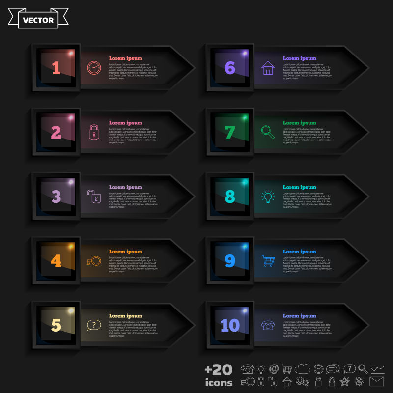 矢量彩创意标签信息图表展示模板元素