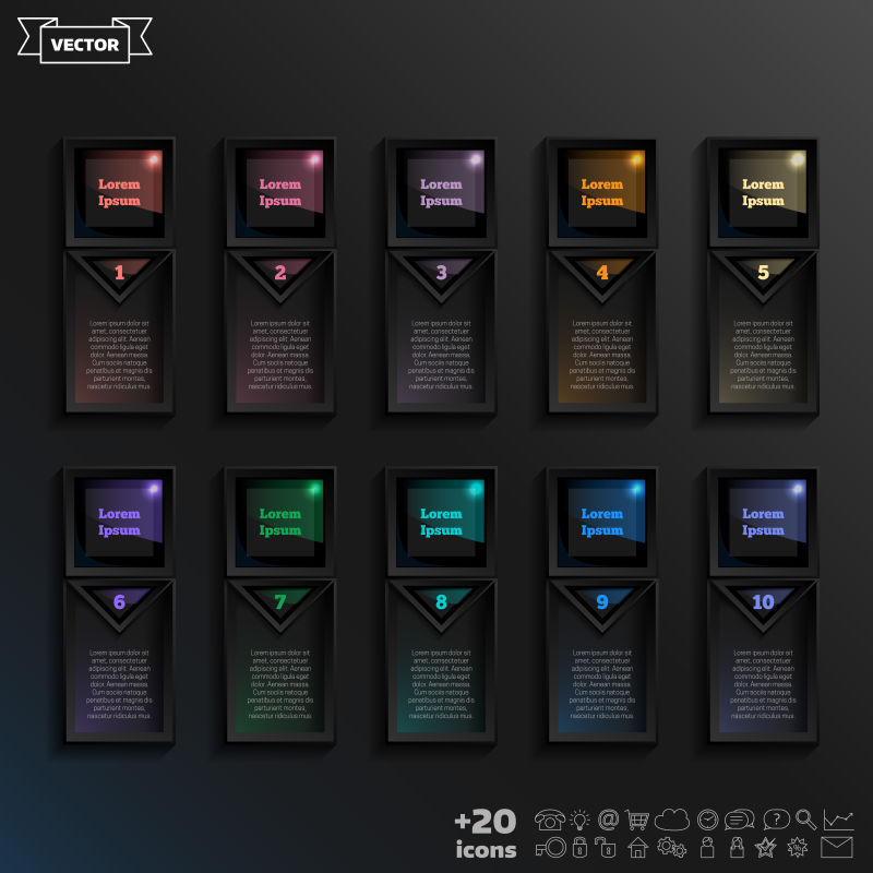 矢量彩色几何信息图表展示模板元素