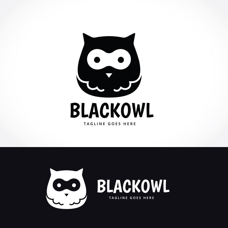 矢量创意黑色猫头鹰图标设计