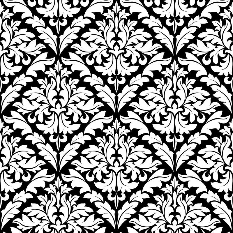 黑色的大马士革无缝图案矢量背景