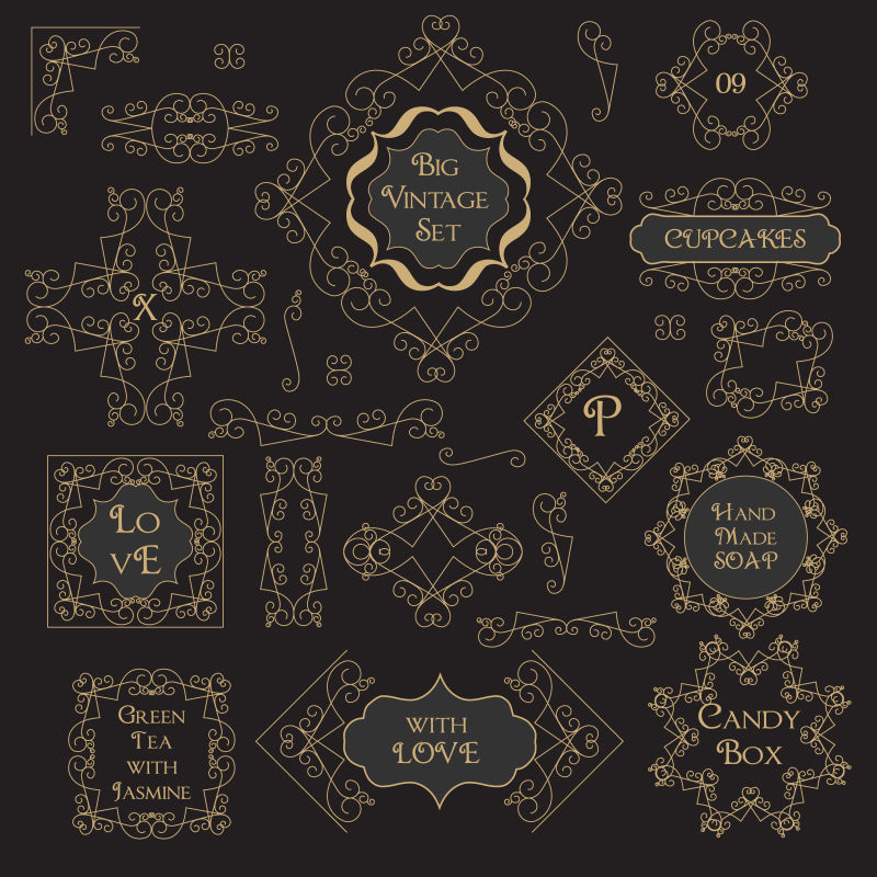 金色创意复古矢量装饰设计元素