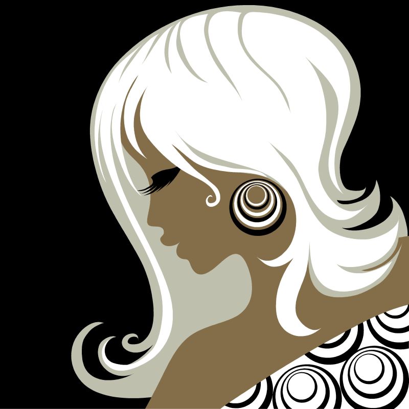 漂亮的有白色头发的矢量女性插图