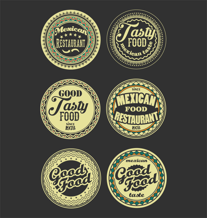 墨西哥美食标签矢量设计